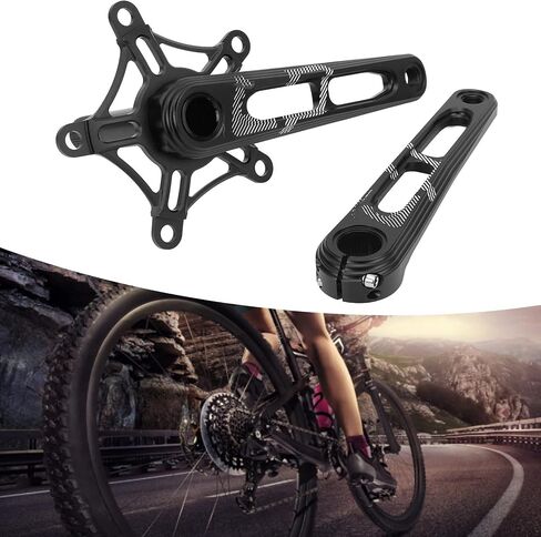 Folding Bike Crankset CNC Aluminum Lightweight 130 BCD Crankset CNC Curved Hollow Handle Single Disc Black in Saudi Arabia