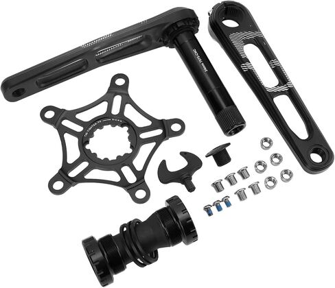 Folding Bike Crankset CNC Aluminum Lightweight 130 BCD Crankset CNC Curved Hollow Handle Single Disc Black in Saudi Arabia