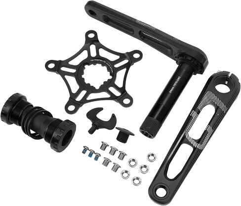 Folding Bike Crankset CNC Aluminum Lightweight 130 BCD Crankset CNC Curved Hollow Handle Single Disc Black in Saudi Arabia
