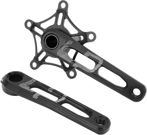 Folding Bike Crankset CNC Aluminum Lightweight 130 BCD Crankset CNC Curved Hollow Handle Single Disc Black in Saudi Arabia