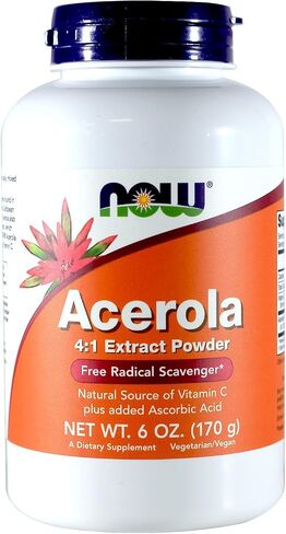 مكملات NOW، مسحوق مستخلص Acerola 4:1، وحمض Acerola وحمض الأسكوربيك، كاسح الجذور الحرة*، 6 أونصة in Saudi Arabia