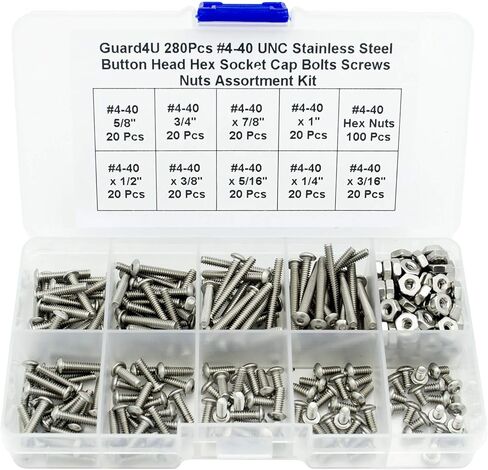 160Pcs #8-32 UNC Stainless Steel Button Head Hex Socket Cap Bolts Screws Nuts Assortment Kit- #8-32x 1/4" 5/16" 3/8" 1/2" 5/8" 3/4" 7/8" 1" in Kuwait