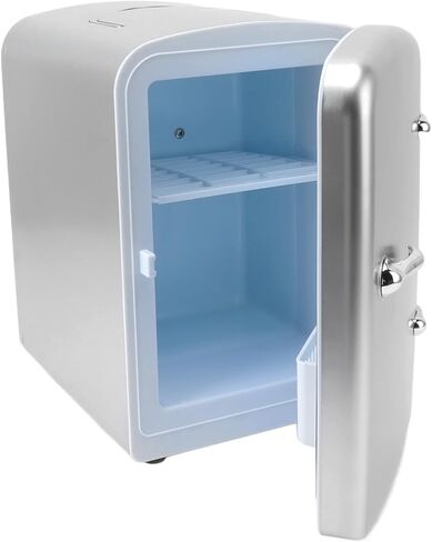 Diydeg Mini Fridge, 4L 6 Can Portable Cooler and Warmer Small Refrigerator for Bedroom, Personal Skincare Fridge for Cosmetics, Beverage, Foods, Dorm, Travel & Car, DC12V AC100-240V (US in Saudi Arabia