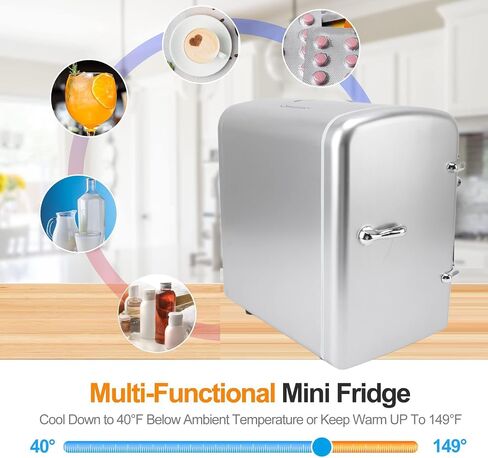 Diydeg Mini Fridge, 4L 6 Can Portable Cooler and Warmer Small Refrigerator for Bedroom, Personal Skincare Fridge for Cosmetics, Beverage, Foods, Dorm, Travel & Car, DC12V AC100-240V (US in Saudi Arabia