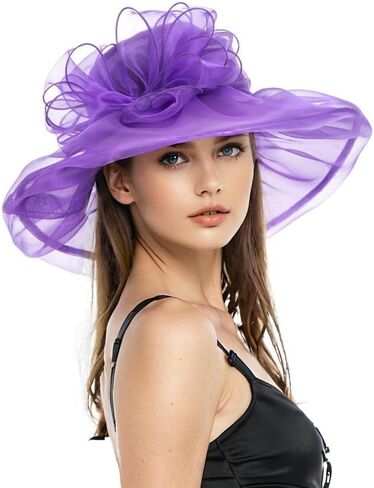 Litter Star Kentucky Derby Organza Hats Wide Brim Hat for Women - Perfect for Tea Party Bridal Church Wedding in Saudi Arabia