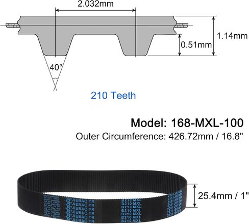 uxcell 185-MXL-100 Timing Belt 232 Teeth Closed Loop Timing Belt 18.5" Length x 1" Wide Belt in Saudi Arabia