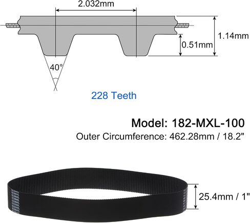 uxcell 185-MXL-100 Timing Belt 232 Teeth Closed Loop Timing Belt 18.5" Length x 1" Wide Belt in Saudi Arabia