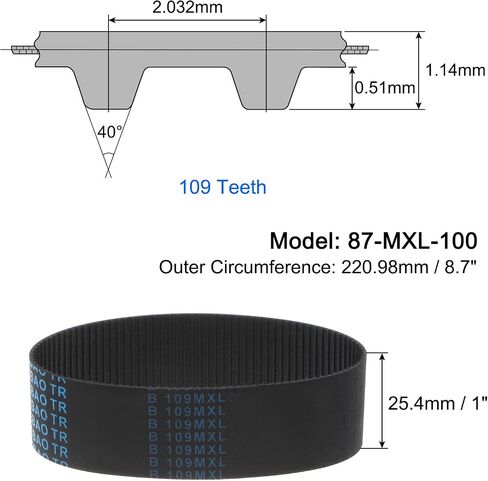 uxcell 185-MXL-100 Timing Belt 232 Teeth Closed Loop Timing Belt 18.5" Length x 1" Wide Belt in Saudi Arabia
