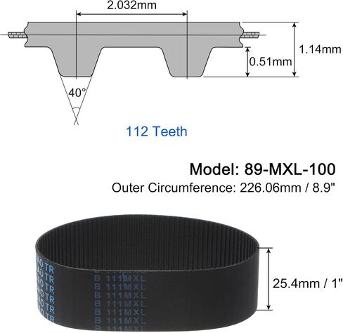 uxcell 185-MXL-100 Timing Belt 232 Teeth Closed Loop Timing Belt 18.5" Length x 1" Wide Belt in Saudi Arabia