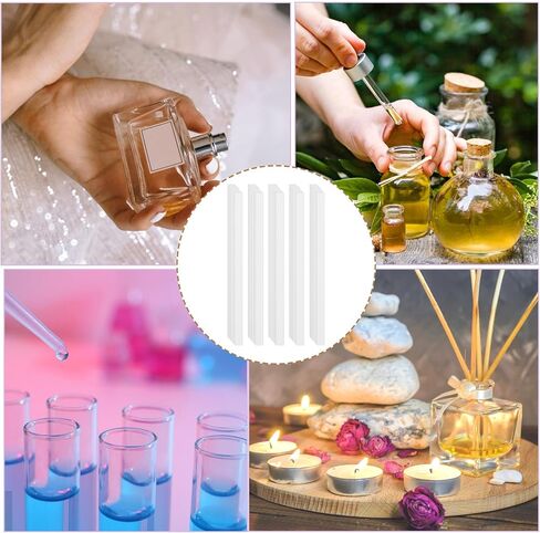 200 قطعة من شرائط اختبار العطور، شرائط اختبار العطر، شرائط اختبار ورقية للزيوت العطرية البيضاء للاستعمال مرة واحدة لاختبار العطور والزيوت العطرية العلاجية (9 × 1.5 سم) in Kuwait