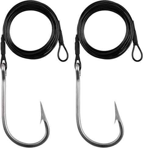 Fishing Shark Rigs Surf Fishing Stainless Steel Cable Leader Wire with Tuna Shark Hooks Saltwater Fishing Deep Sea Hooks Big Fish Shark Leader Rig in Saudi Arabia