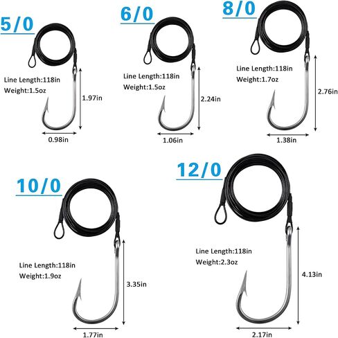 Fishing Shark Rigs Surf Fishing Stainless Steel Cable Leader Wire with Tuna Shark Hooks Saltwater Fishing Deep Sea Hooks Big Fish Shark Leader Rig in Saudi Arabia