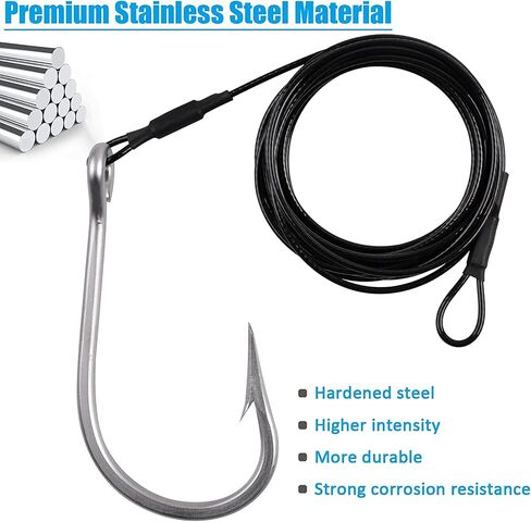 Fishing Shark Rigs Surf Fishing Stainless Steel Cable Leader Wire with Tuna Shark Hooks Saltwater Fishing Deep Sea Hooks Big Fish Shark Leader Rig in Saudi Arabia