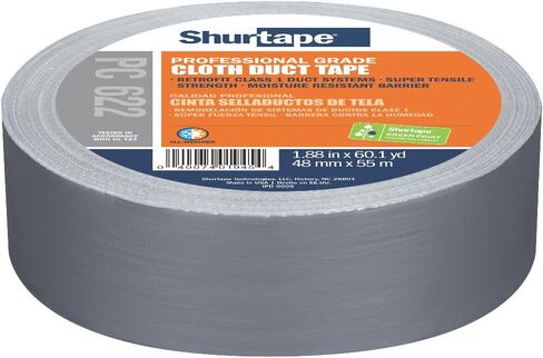 Shurtape PC 622 Heavy Duty Premium Grade Stucco Duct Tape, Protects Windows and Doors During Stucco Application, 48mm x 55 Meters, Black, 1 Roll (145083) in Saudi Arabia