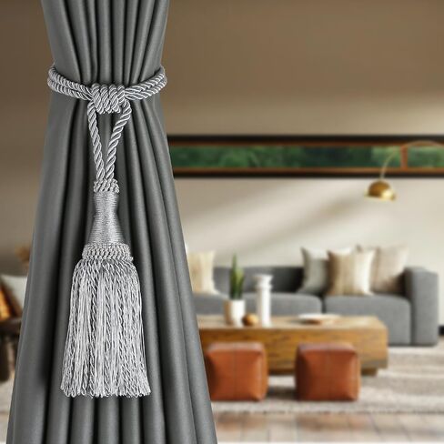 2 Pack Gold Curtain Tiebacks with Weighted Tassel,Modern Rope Window Curtain Ties Backs for Draperies, Outdoor Elegant Decorative Curtain Holdbacks in Saudi Arabia