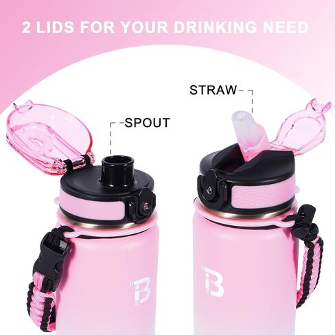 32oz Water Bottle Stainless Steel with Straw, Insulated Water Bottle with Paracord Handle & Spout Lids, Double Wall Sweat-Proof BPA-Free Metal Insulated Flask BLUE BLACK in Saudi Arabia