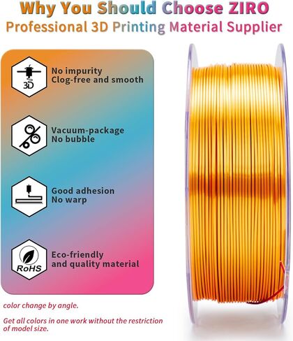 ZIRO 3D Printer Filament, Shiny PLA Fast Gradient Color Change, Glossy Color Change by Length PLA, Fit Most fdm 3D Printers, Dimensional Accuracy +/-0.03mm, 1KG/2.2lb Spool, Pastel Pearl(Silk) in Saudi Arabia