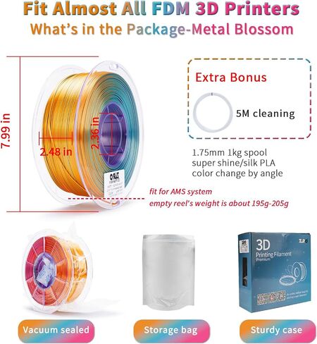 ZIRO 3D Printer Filament, Shiny PLA Fast Gradient Color Change, Glossy Color Change by Length PLA, Fit Most fdm 3D Printers, Dimensional Accuracy +/-0.03mm, 1KG/2.2lb Spool, Pastel Pearl(Silk) in Saudi Arabia