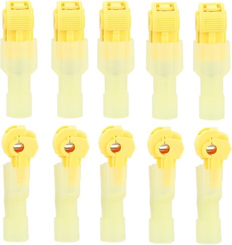 Baomain T-Tap Wire Connectors, Quick Splice Wire Terminals with 1/4" Nylon Fully Male Spade Connectors Kit AWG 22-18 Gauge Red 20 PCS/10 Pairs (Red) in Saudi Arabia