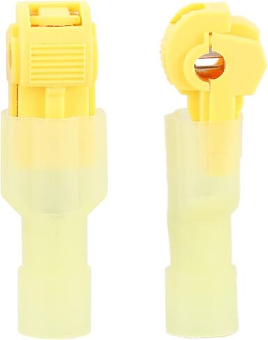 Baomain T-Tap Wire Connectors, Quick Splice Wire Terminals with 1/4" Nylon Fully Male Spade Connectors Kit AWG 22-18 Gauge Red 20 PCS/10 Pairs (Red) in Saudi Arabia