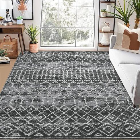 Runner Rug Washable Boho Moroccan Hallway Runner Rug Entryway Rug, Stain Resistant Non-Slip Geometric Distressed Bedroom Rug Runner Entrance Carpet for Laundry Kitchen, Multi, 2' x 6' in Kuwait