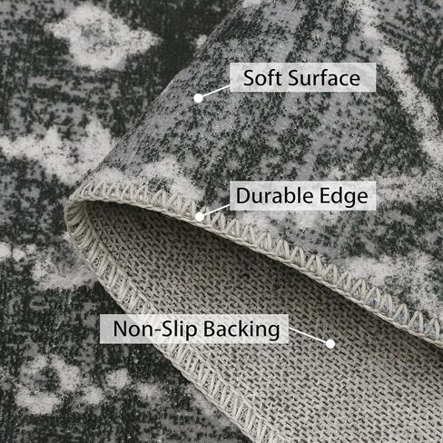 Runner Rug Washable Boho Moroccan Hallway Runner Rug Entryway Rug, Stain Resistant Non-Slip Geometric Distressed Bedroom Rug Runner Entrance Carpet for Laundry Kitchen, Multi, 2' x 6' in Kuwait