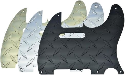 KAISH لوحة ألماس عتيقة 5 فتحات Tele Pickguard مع لوحة تحكم لوحة ألماس ألمنيوم معدنية ومسامير لمذيع FD الأمريكي/المكسيكي باللون الأسود in Kuwait