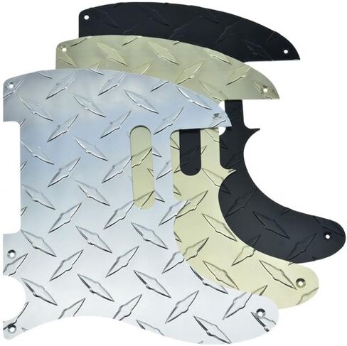 KAISH لوحة ألماس عتيقة 5 فتحات Tele Pickguard مع لوحة تحكم لوحة ألماس ألمنيوم معدنية ومسامير لمذيع FD الأمريكي/المكسيكي باللون الأسود in Kuwait