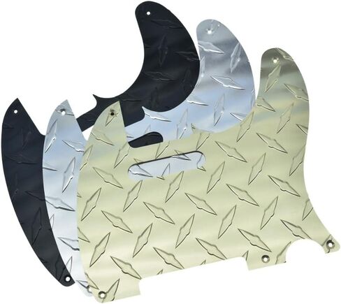 KAISH لوحة ألماس عتيقة 5 فتحات Tele Pickguard مع لوحة تحكم لوحة ألماس ألمنيوم معدنية ومسامير لمذيع FD الأمريكي/المكسيكي باللون الأسود in Kuwait