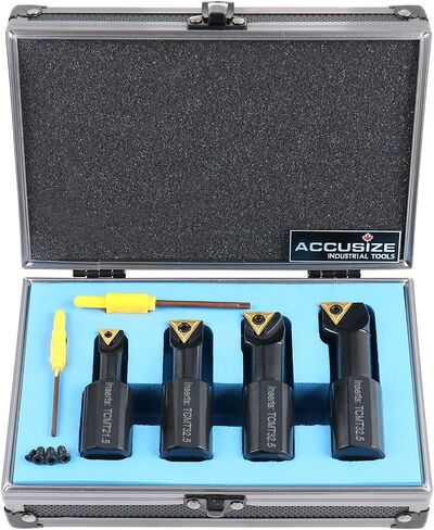 Accusize Industrial Tools 3/4" 4pc Indexable Stubby Length Boring Bar Set, w/Carbide TiN Coated TCMT Inserts and Extra Screws, EJ99-2180 in Saudi Arabia