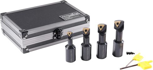 Accusize Industrial Tools 3/4" 4pc Indexable Stubby Length Boring Bar Set, w/Carbide TiN Coated TCMT Inserts and Extra Screws, EJ99-2180 in Saudi Arabia