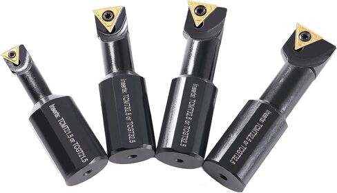 Accusize Industrial Tools 3/4" 4pc Indexable Stubby Length Boring Bar Set, w/Carbide TiN Coated TCMT Inserts and Extra Screws, EJ99-2180 in Saudi Arabia