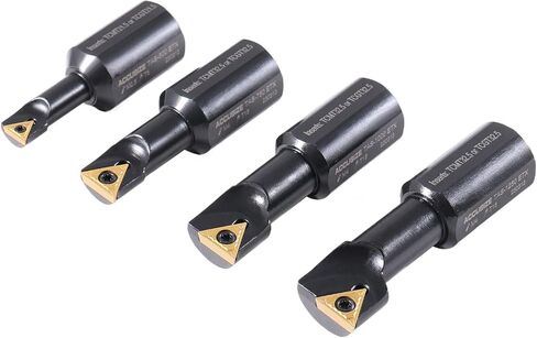 Accusize Industrial Tools 3/4" 4pc Indexable Stubby Length Boring Bar Set, w/Carbide TiN Coated TCMT Inserts and Extra Screws, EJ99-2180 in Saudi Arabia