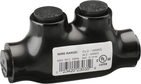 Insulated Inline Splice Connector Allen Hex Electric Connector and Cable Connector CU9AL Dual Rated for Copper and Aluminum Wire Black (2/0 AWG) in Saudi Arabia