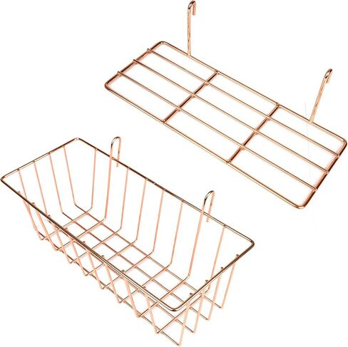 GBYAN Grid Wall Basket Wall Grid Accessories Wire Straight Shelf with Hooks Wall Organizer for Grid Panel Board, 2 Pack in Saudi Arabia