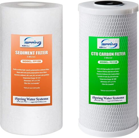iSpring Whole House Water Filtration High Capacity Sediment and CTO Carbon Block Water Filter Replacement Cartridge Pack Set with Iron and Manganese Reducing Filter in Saudi Arabia