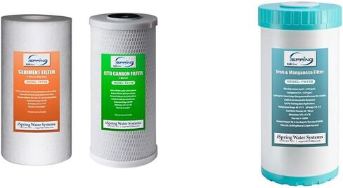 iSpring Whole House Water Filtration High Capacity Sediment and CTO Carbon Block Water Filter Replacement Cartridge Pack Set with Iron and Manganese Reducing Filter in Saudi Arabia
