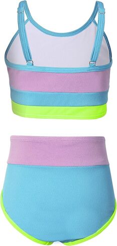 ملابس سباحة تانكيني للفتيات من Adisputent مقاس 7-14 مكونة من قطعتين بخصر عالٍ وجزء سفلي لطيف بألوان كتلة للأطفال لباس سباحة in Kuwait