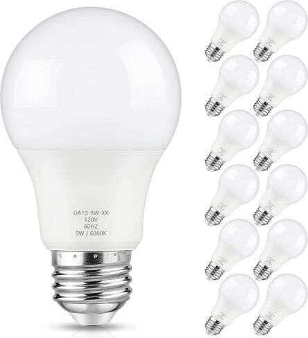 A19 LED Light Bulb Dimmable, 60 Watt Equivalent LED Bulbs, Daylight White 5000K, 900 Lumen, E26 Base, 9W Bright White Light Bulb, 12-Pack in Saudi Arabia