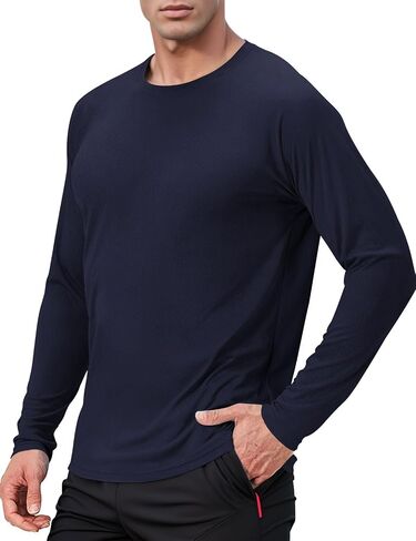 Men's UPF 50+ Long Sleeve Tee Shirts UV Sun Protection Quick Dry Tee Shirt Swim Athletic Running Workout in Saudi Arabia
