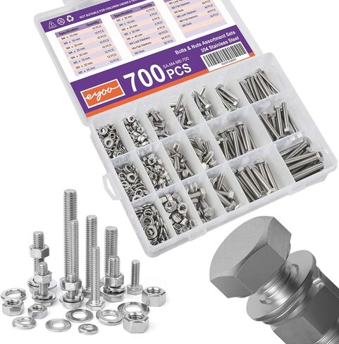 100PCS M6 heavy-duty bolt and nut combination set, 304 stainless steel, including The five most common sizes of M6 with screws, nuts, bolts, and washers in Saudi Arabia