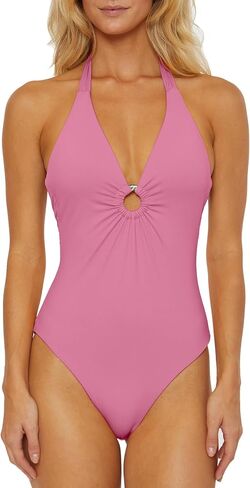 Women's Plunge Halter Maillot One Piece Swimsuit, Adjustable, Tie Back, Bathing Suits in Saudi Arabia