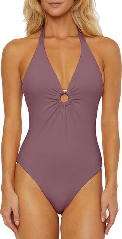 Women's Plunge Halter Maillot One Piece Swimsuit, Adjustable, Tie Back, Bathing Suits in Saudi Arabia