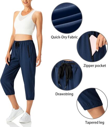 Butrends Women's Sweatpants Capri Pant Cropped Outdoor Workout Running Pants Zipper in Saudi Arabia