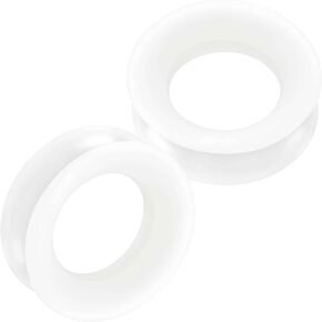 2PCS Silicone White Double Flared Saddle Stretcher Ear Tunnel Gauge Plug Earring Lobe Piercing Jewelry Pick Size