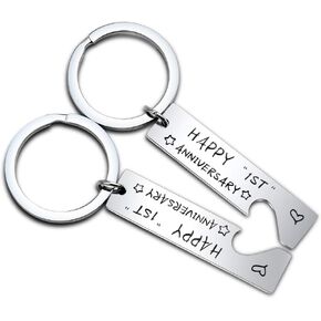 1ST 2ND 10 Year Anniversary Jewelry Gift Couples Keychain HAPPY TIN YEARS Couples Anniversary 10th Gifts