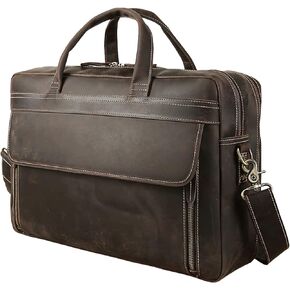 Vintage Leather Briefcase for Men 17 Inch Laptop Computer Case Business Travel Work Messenger Cross Body Shoulder Bags in Kuwait