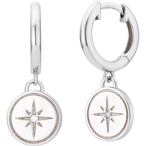 925 Sterling Silver Celestial Huggie Drop Star Earrings