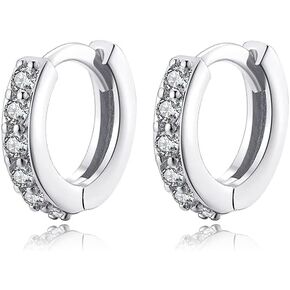 Cubic Zirconia Pave Cz Hoop Earrings Huggie Tiny Mini Small for Cartilage Sterling Silver Gold Plated 11mm 9mm 8mm 7mm Hoop Earrings