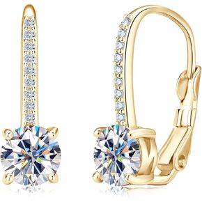 AINUOSHI Moissanite Hoop Earrings for Women, 925 Sterling Silver White Gold & Yellow Gold Plated Moissanite Diamond Earrings,D-E Color Moissanite,Hypoallergenic,Jewelry Box Packed in Saudi Arabia